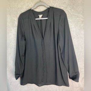 H&M Women’s Sheer Black Relaxed Flowy Blouse Size 8/Medium